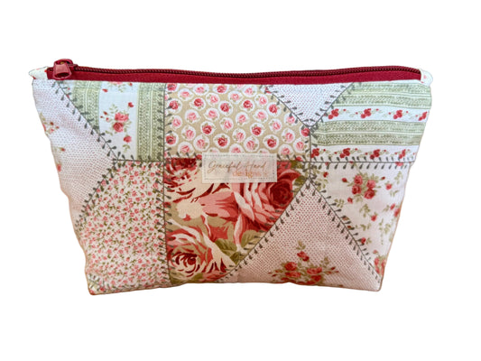 Rose Cottage Patchwork Small Zippered Pouch