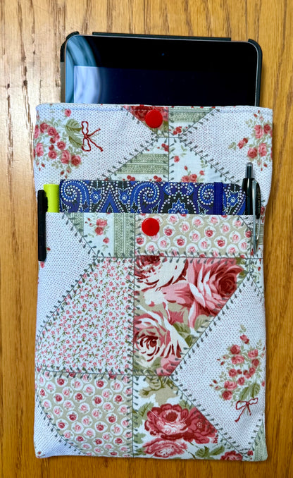 Rose Cottage Patchwork Book Sleeve - Medium