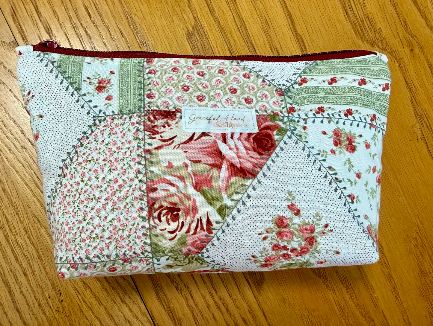 Rose Cottage Patchwork Small Zippered Pouch