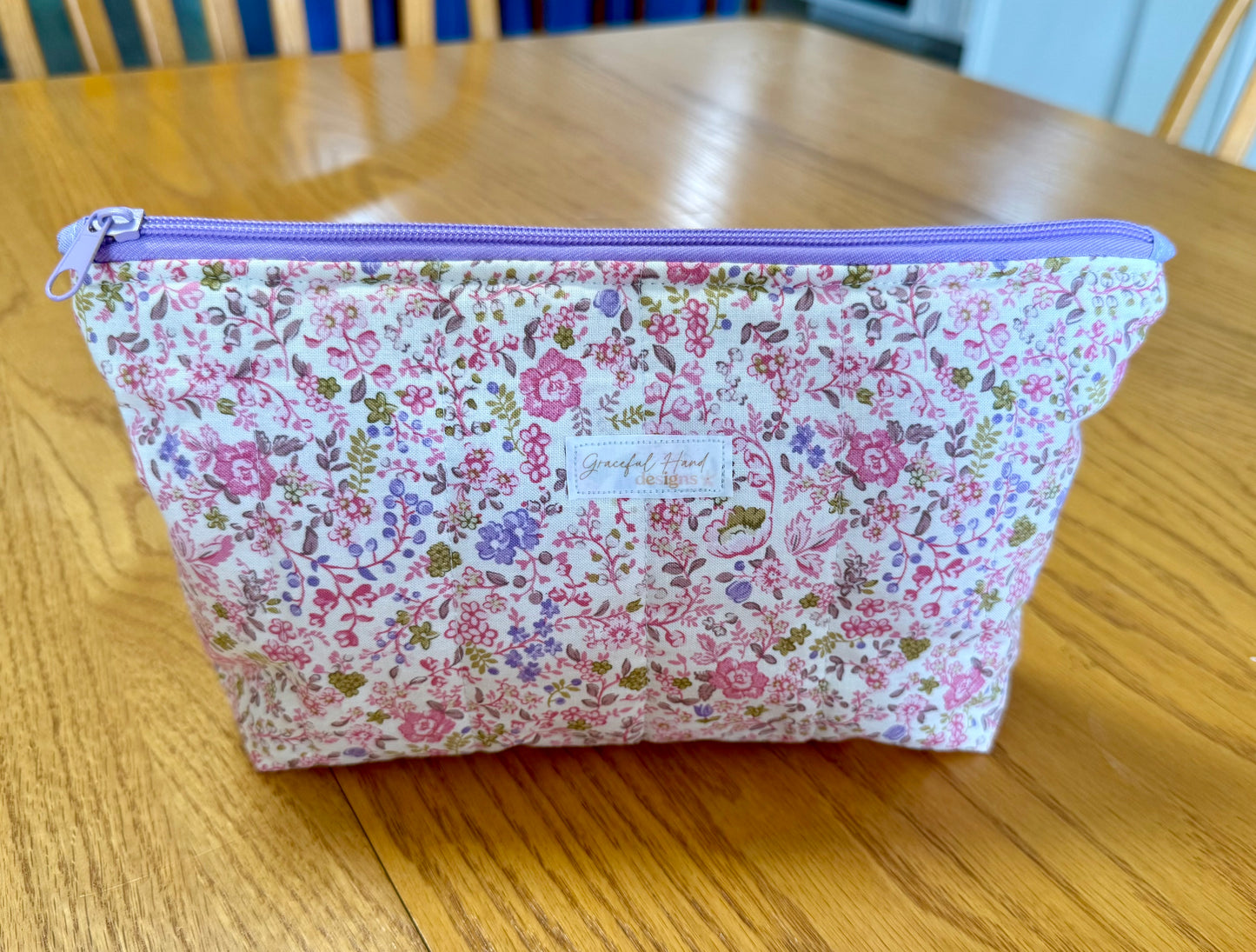Lavender Wildflowers Large Zippered Pouch