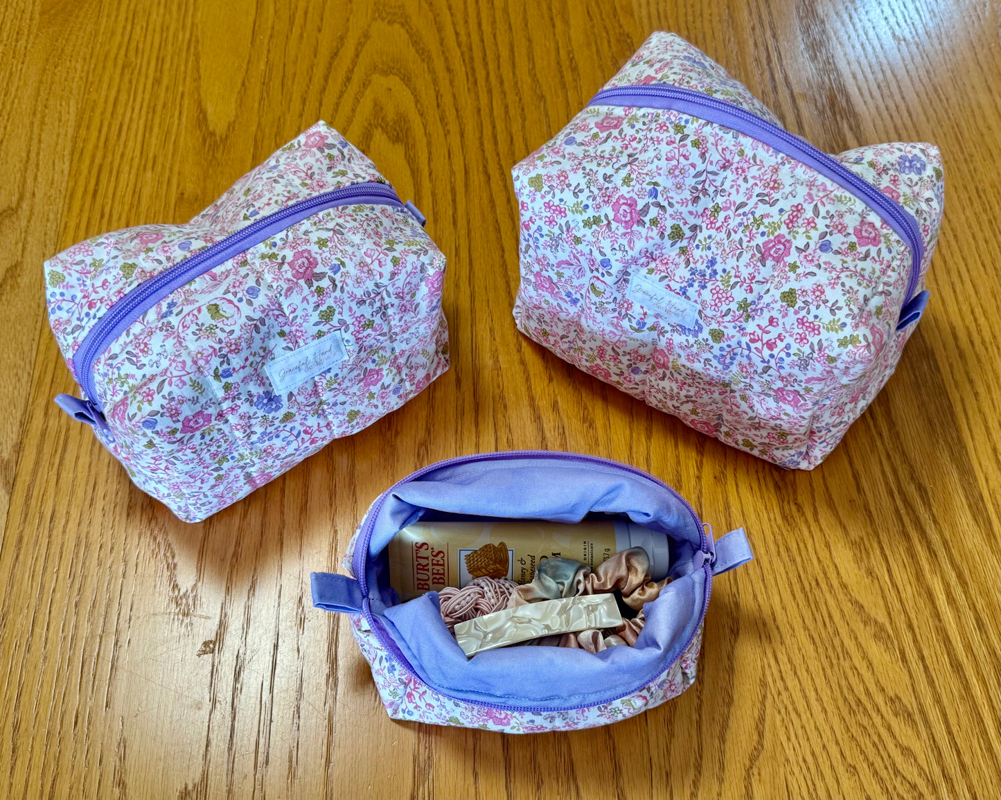 Lavender Wildflowers Makeup Bag - Large