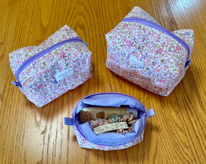 Lavender Wildflowers Makeup Bag - Large