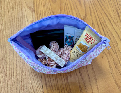 Lavender Wildflowers Large Zippered Pouch