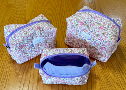Lavender Wildflowers Makeup Bag - Large