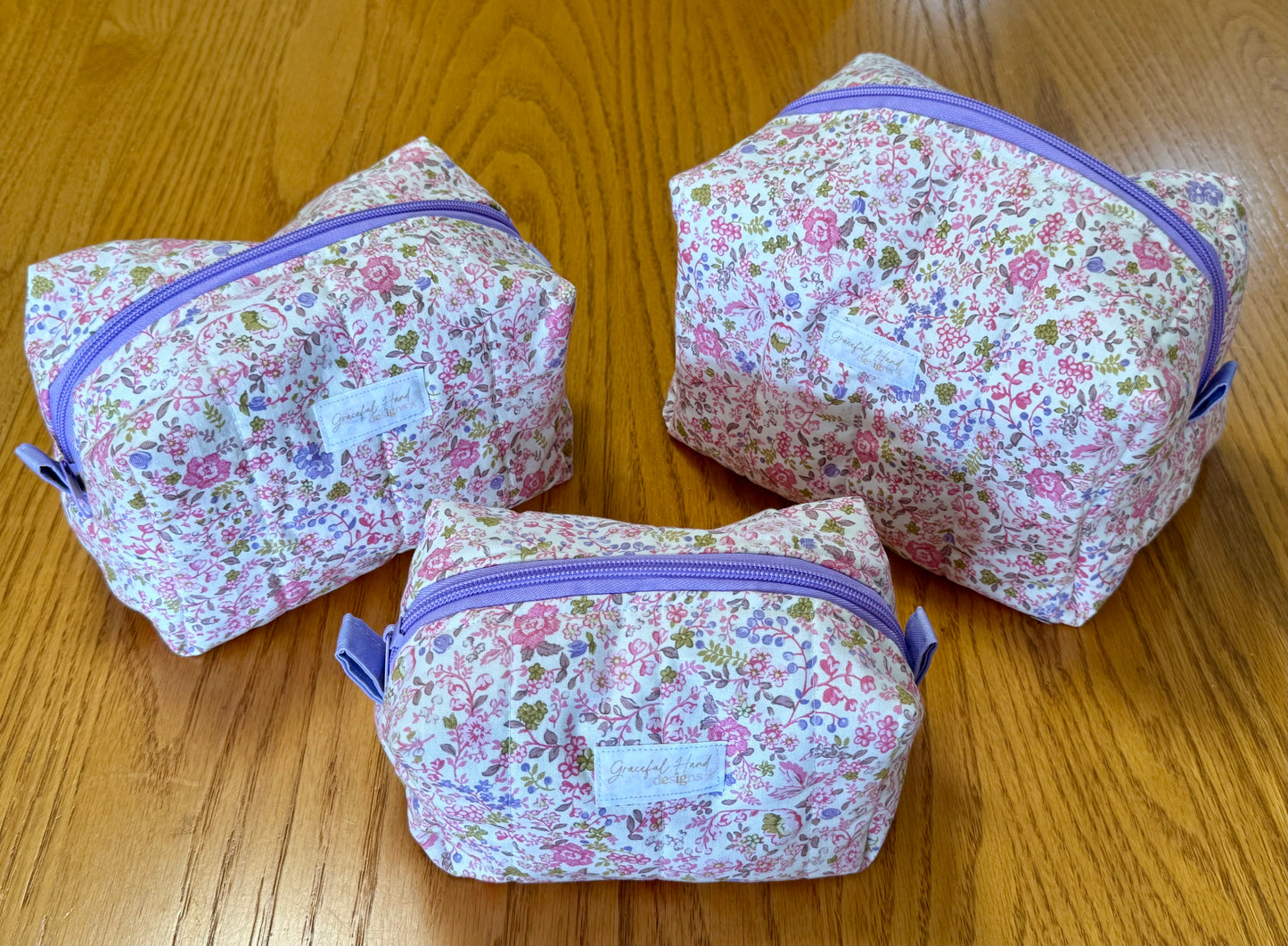 Lavender Wildflowers Makeup Bag - Large