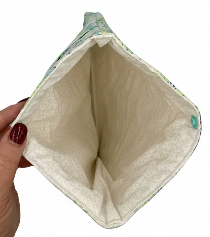 Aqua Bloom Reverie Book Sleeve Large with Pocket