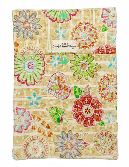Rose Paisley Charm Book Sleeve Large with Pocket