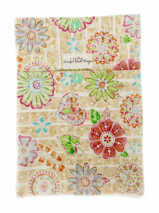 Rose Paisley Charm Book Sleeve Medium with Pocket