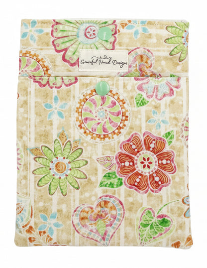Rose Paisley Charm Book Sleeve Small with Pocket