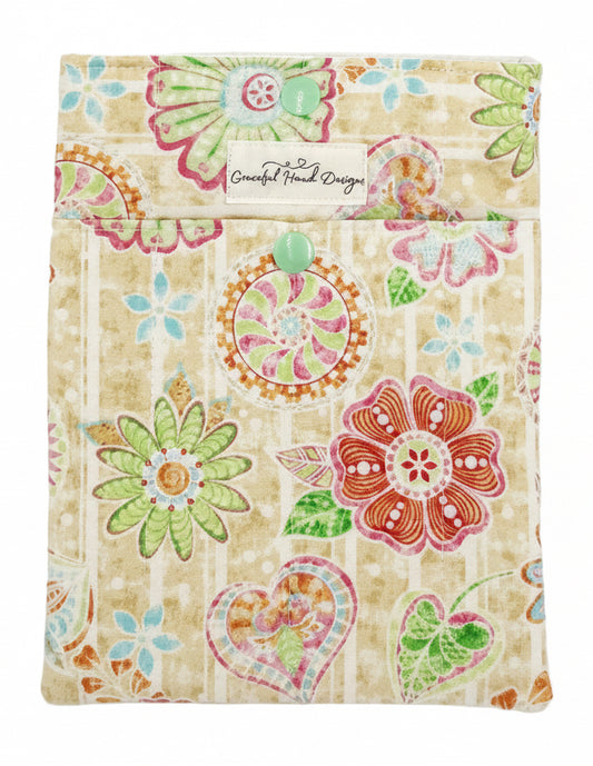 Rose Paisley Charm Book Sleeve Small with Pocket