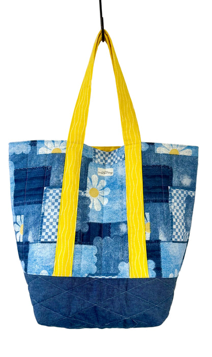 Denim Daisy Patch Tote Bag - The Abigail Collection