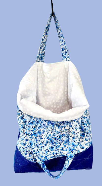 Blue Meadow Blossoms Tote Bag - The Abigail Collection