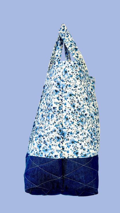 Blue Meadow Blossoms Tote Bag - The Abigail Collection