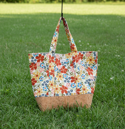 Garden Party Tote with Cork - The Abigail Collection