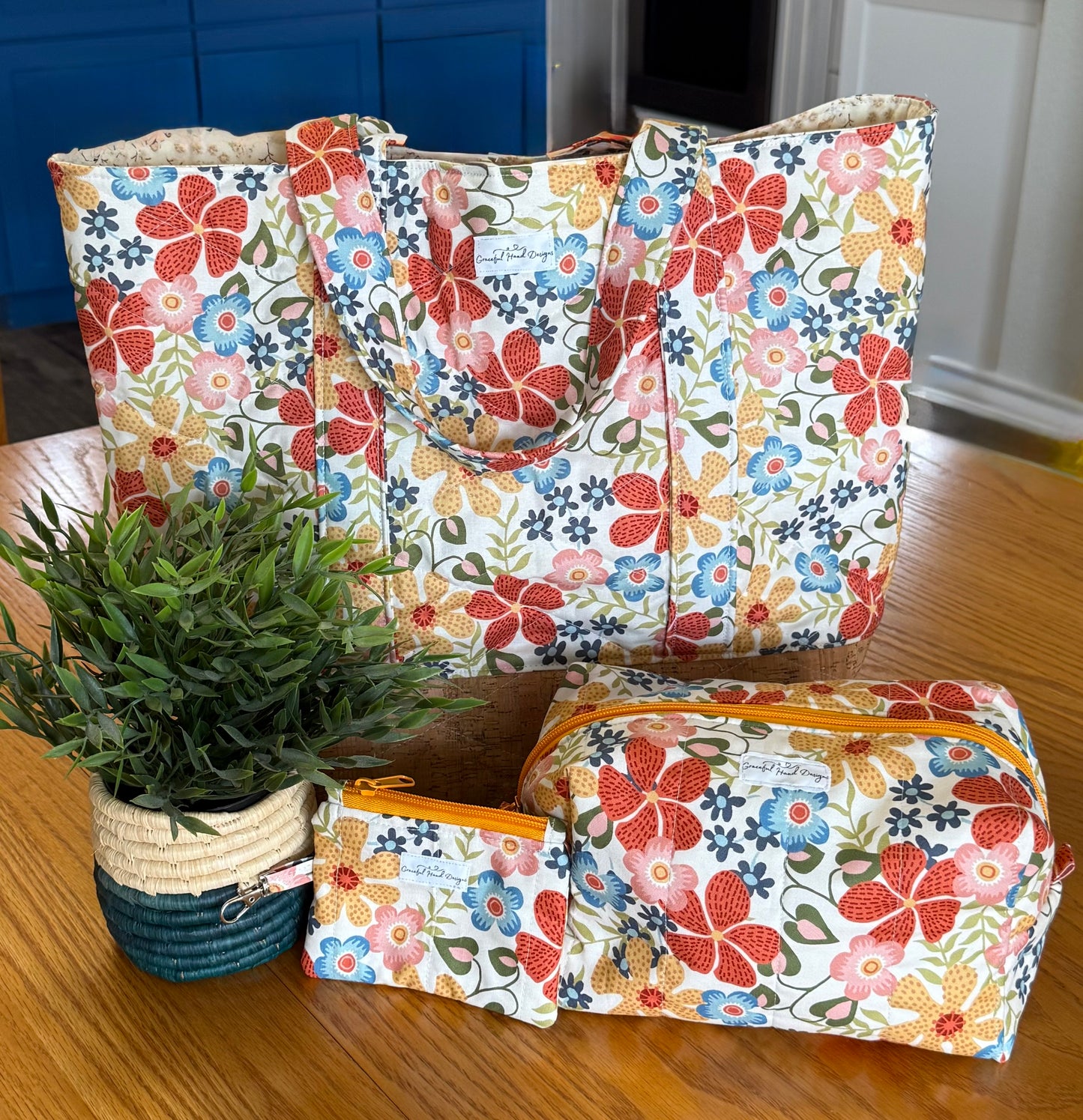 Garden Party Tote with Cork - The Abigail Collection