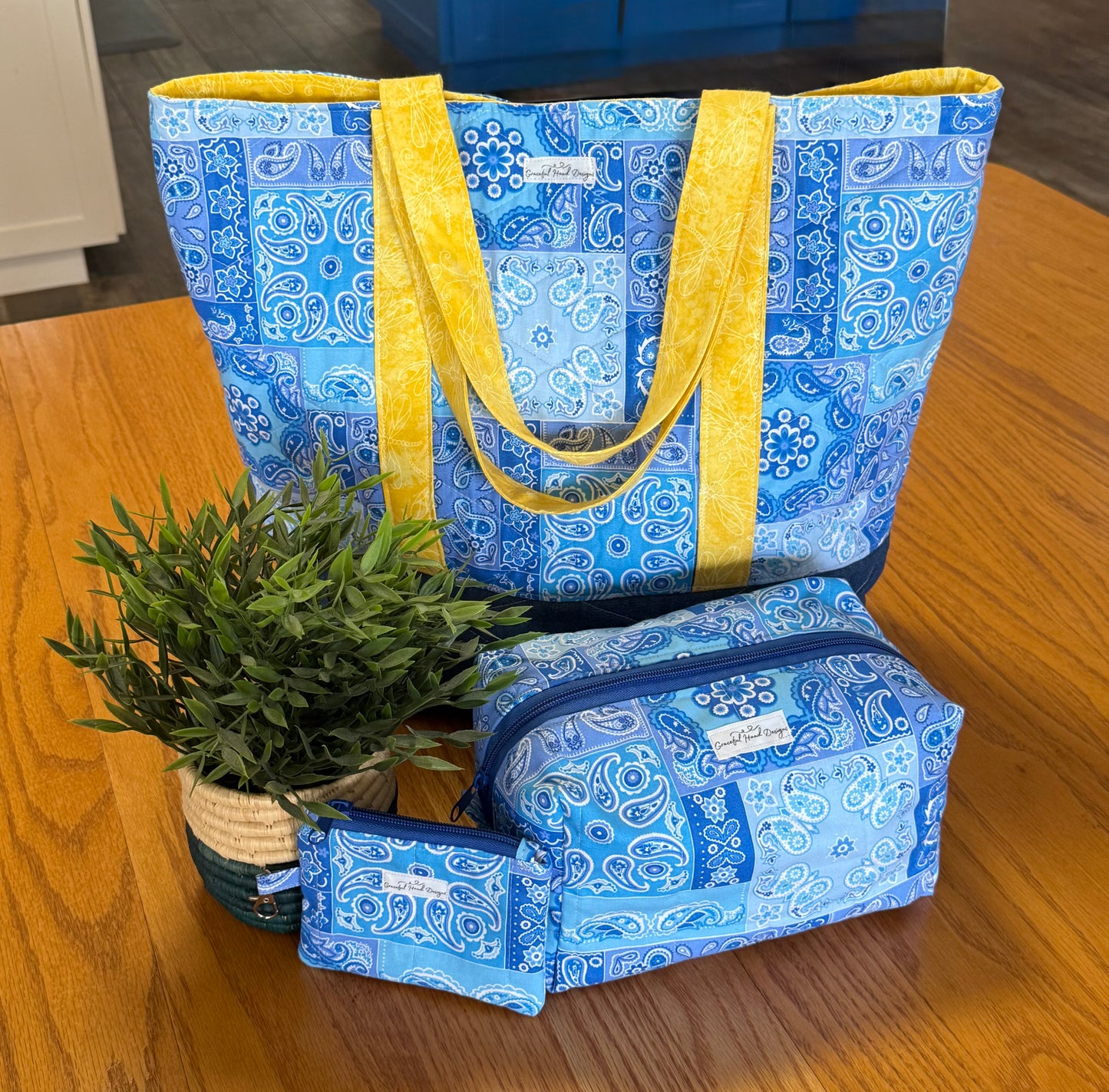 Blue Patchwork Tote - The Abigail Collection