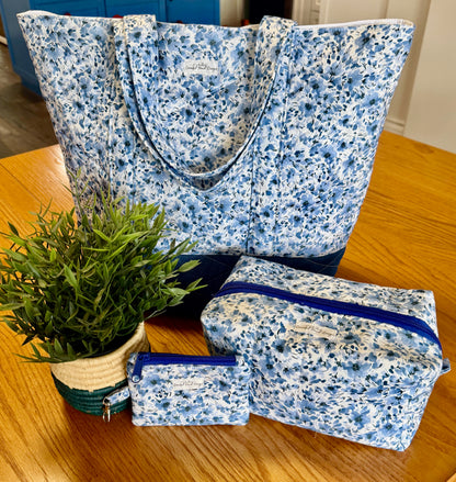 Blue Meadow Blossoms Tote Bag - The Abigail Collection