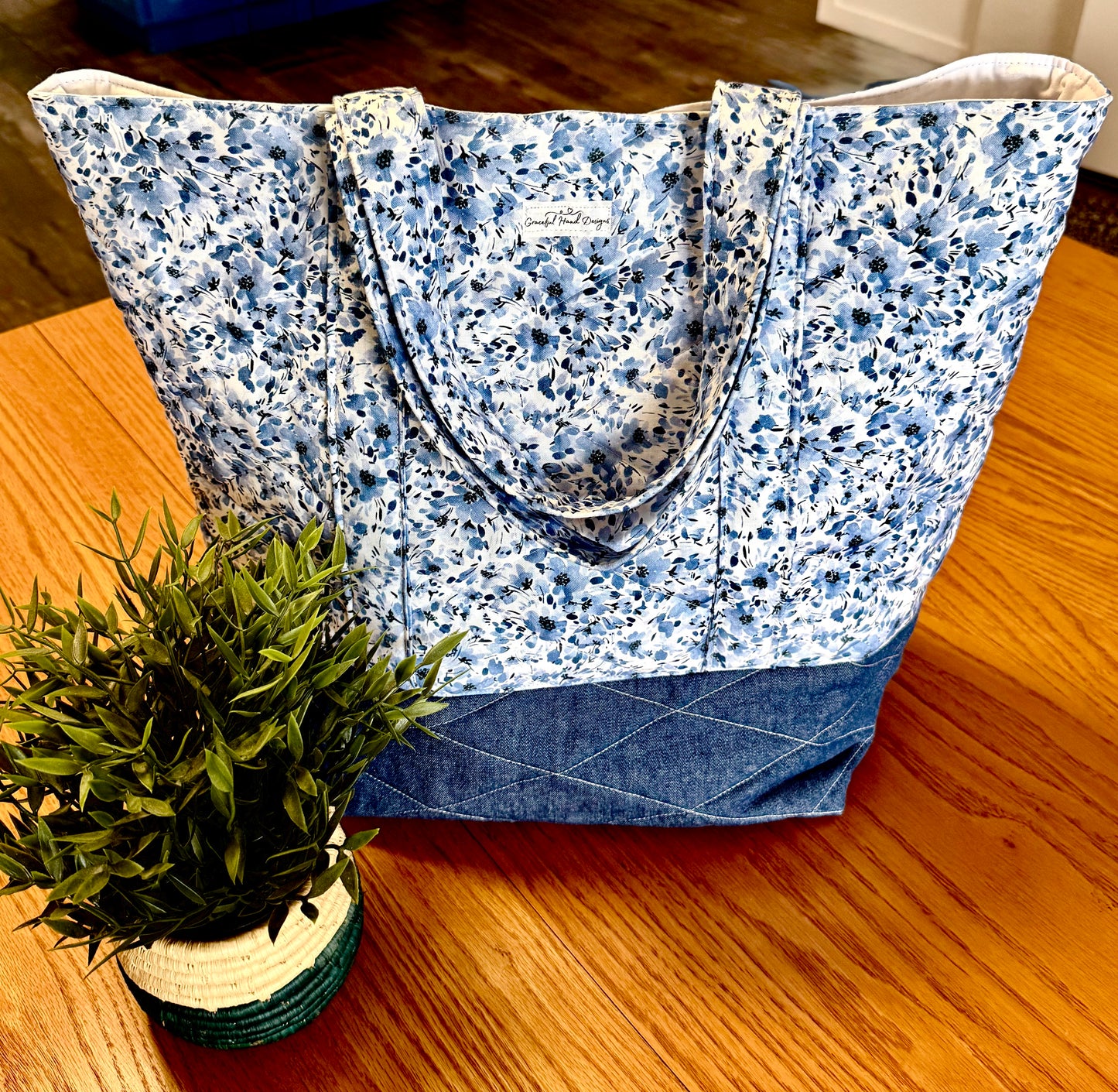 Blue Meadow Blossoms Tote Bag - The Abigail Collection