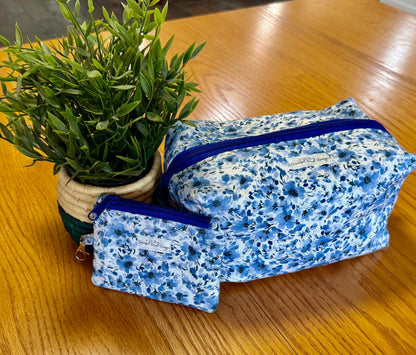 Blue Meadow Blossoms Keychain Wallet