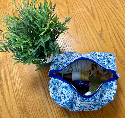 Blue Meadow Blossoms Makeup Bag