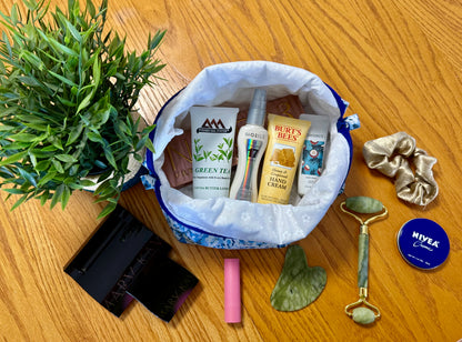 Blue Meadow Blossoms Makeup Bag