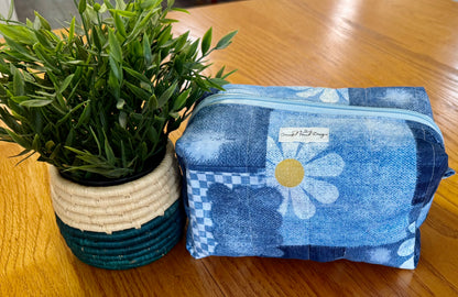 Denim Daisy Patch Makeup Bag