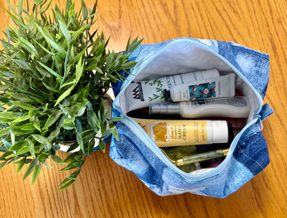 Denim Daisy Patch Makeup Bag