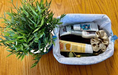 Denim Daisy Patch Makeup Bag
