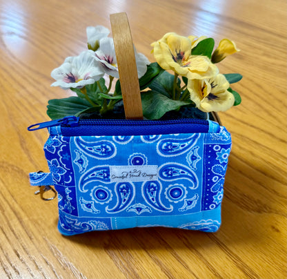 Blue Patchwork Keychain Wallet
