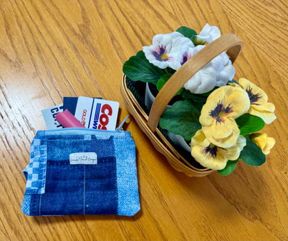 Denim Daisy Patch Keychain Wallet