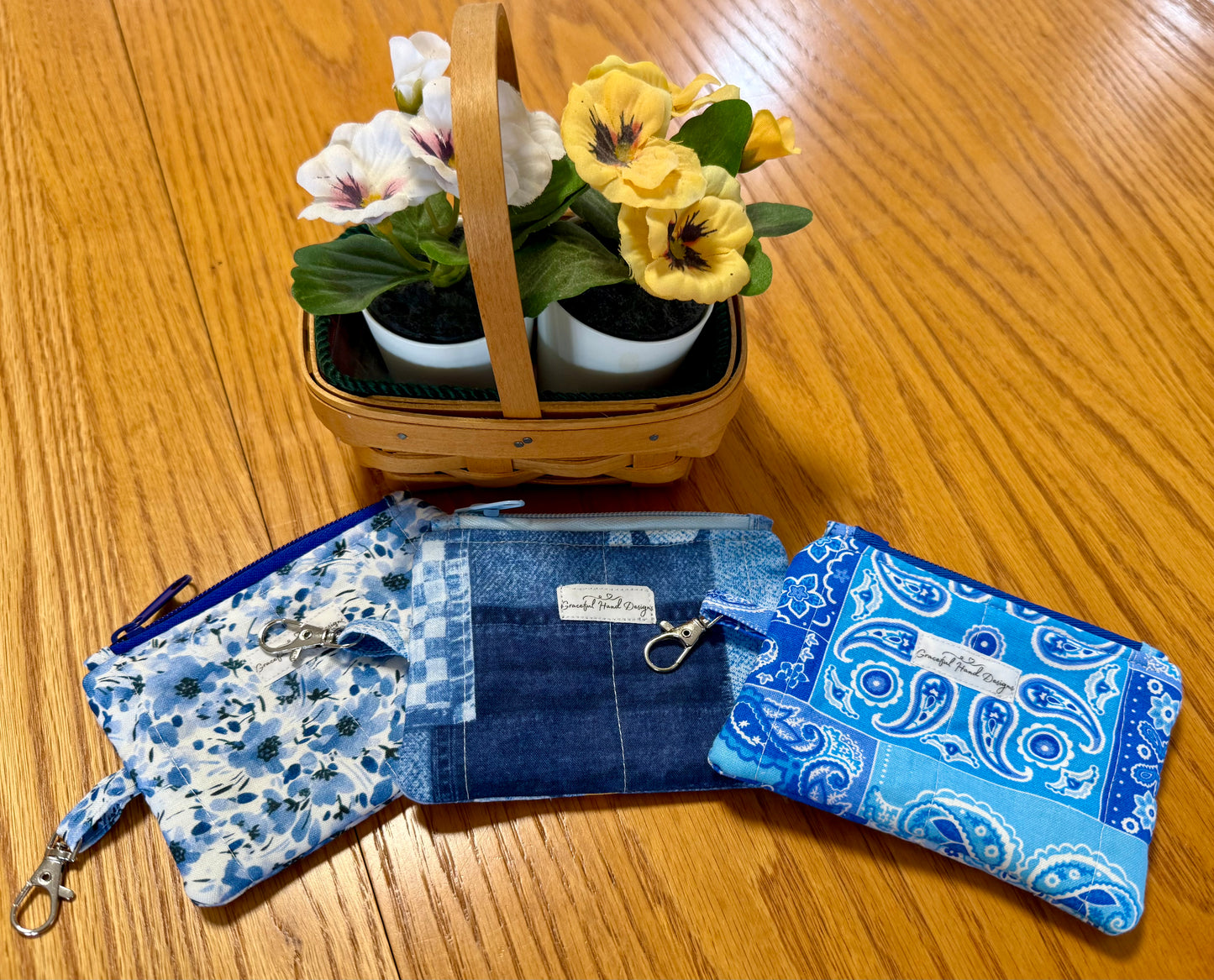 Denim Daisy Patch Keychain Wallet